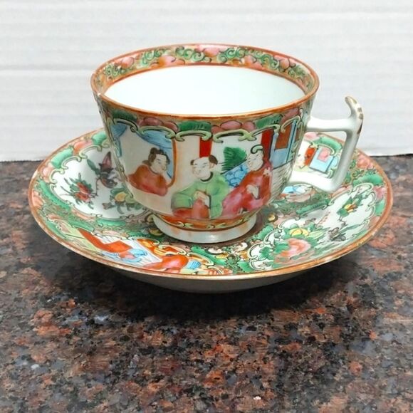 Rose Medallion Cup and Saucer...Unmarked - Picture 1 of 5